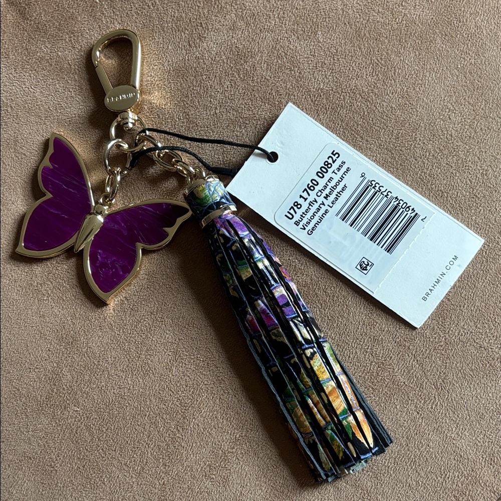 Brahmin Visionary Melbourne leather Butterfly Charm NWT
